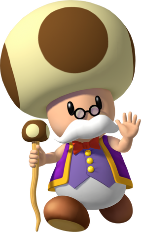 Artwork of Toadsworth in Super Mario Sunshine (also used in Mario Party 7, Mario Super Sluggers and Mario Party: The Top 100)
