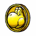 yoshi coin:worth either 100 coins or a free yoshi(pet)