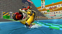 Bowser on a bike in Mario Kart Wii