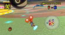 Mario competes in a Balloon Battle at Chain Chomp Wheel.