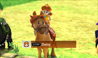 Princess Daisy riding on a horse in Beginner/Intermediate difficulty from Mario Sports Superstars