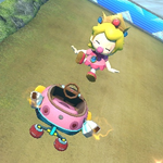 Baby Peach performing a trick. Mario Kart 8.