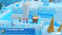 Mario and the gang find a chest in Sherbet Desert