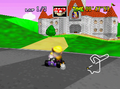 Wario approaching the Castle Grounds