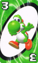The Green Three card from the Nintendo UNO deck (featuring Yoshi)