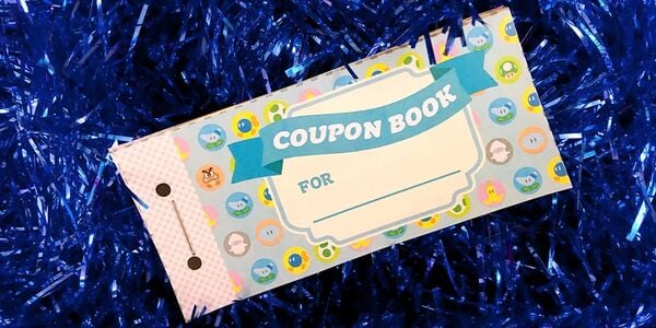 Photograph of a Mario-themed coupon book