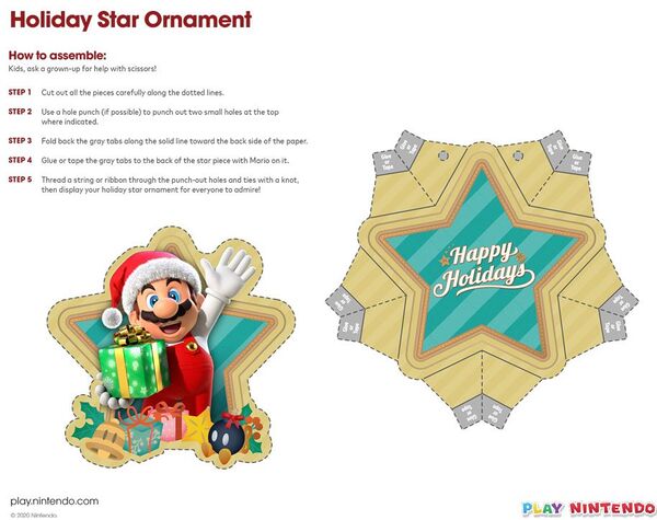 Printable Mario-themed holiday ornaments