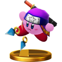 Ninja Kirby's trophy render from Super Smash Bros. for Wii U