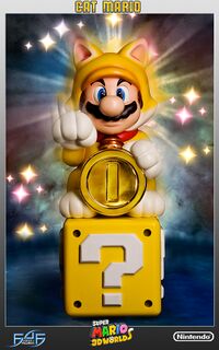 Polystone resin collectible statue of Cat Mario made by First4Figures.