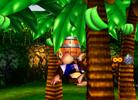 A Bonus Barrel for Chunky Kong in Jungle Japes.