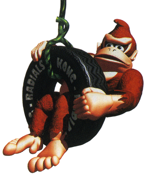 File:DK in tire DKC art.png