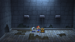 Lasr treasure chest in the Hooktail Castle in the remake of Paper Mario: The Thousand-Year Door for the Nintendo Switch.