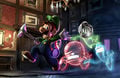 Luigi fleeing from the ghosts