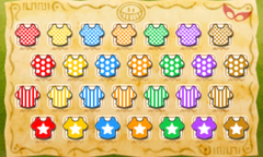 A full version of the in-game chart of Splart shirts in Mario & Luigi: Superstar Saga + Bowser's Minions.