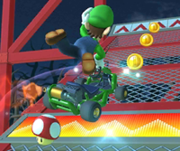 The icon of the Baby Peach Cup challenge from the Hammer Bro Tour and the Waluigi Cup challenge from the April – May 2021 Sydney Tour in Mario Kart Tour.