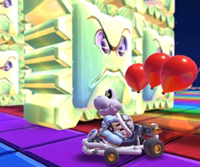 Thumbnail of the King Boo Cup challenge from the 2020 Halloween Tour; a Steer Clear of Obstacles challenge set on SNES Rainbow Road (reused as the Mario Cup's bonus challenge in the 2021 Halloween Tour)