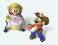 Mario and Wario in Cake Factory, render from Mario Party 2