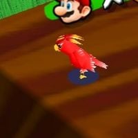 Screenshot of a red bird in Super Mario Sunshine. Screenshot taken by me on the Super Mario 3D All-Stars version.