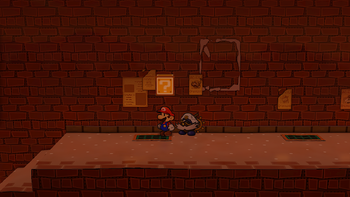 Last block in the Riverside Station in the remake of Paper Mario: The Thousand-Year Door for the Nintendo Switch.