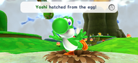 A Yoshi who had just hatched from an egg in Super Mario Galaxy 2.