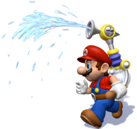 SMS Clean Mario Spraying FLUDD Artwork.png