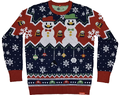 A holiday sweater featuring snowmen versions of Mario and Luigi