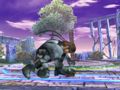 Snake planting a C4 in Super Smash Bros. Brawl