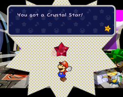 Mario getting the Ruby Star in Creepy Steeple of Paper Mario: The Thousand-Year Door.