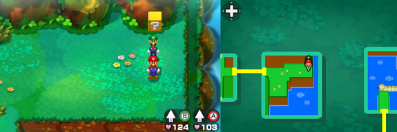 Block 27 in Dimble Wood of Mario & Luigi: Bowser's Inside Story + Bowser Jr.'s Journey.