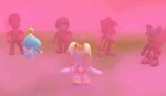 Cream and Cheese are surrounded by Fog Imposters of Mario, Luigi, Sonic, and Tails