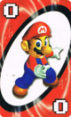 The Red Zero card from the Nintendo UNO deck (featuring Mario)
