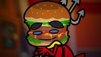 Ashley imaging Red's head as a burger.