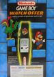 The back of a Kellogg's corn flakes box advertising Game Boy themed watches.