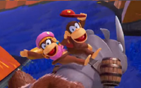 Diddy Kong and Dixie Kong as they appear in Donkey Kong Bananza