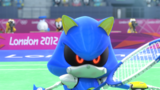 Metal Sonic playing badminton.