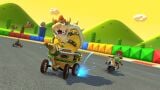 Bowser and Daisy driving on SNES Mario Circuit 3