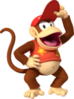 Artwork of Diddy Kong from Mario Party DS (also used in Mario Kart Wii, Mario Kart Tour, and Mario & Sonic at the Olympic Games Tokyo 2020)