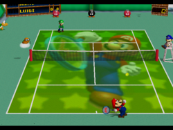 Super Mario court in the game Mario Tennis (Nintendo 64).