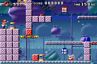 A portion of Level 5-1+ from the game Mario vs. Donkey Kong.