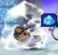Mario under the effects of the Frozen status ailment in Paper Mario.