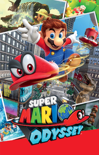 Isolated artwork of the box art for Super Mario Odyssey.