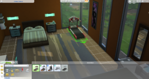Ruining this well-made prebuilt house with this out of place treadmill in the bedroom. The best part of this room is that it contains the radio, which I consider the most essential household item in all The Sims games. Thanks, Maxis!
