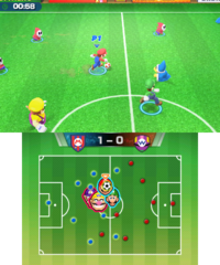 Gameplay soccer in Mario Sports Superstars