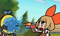 Lulu firing her Hydrocannon LX at the Wario-themed target