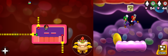 Eighth block in Flab Zone of Mario & Luigi: Bowser's Inside Story + Bowser Jr.'s Journey.