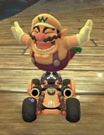 Wario performing a trick.