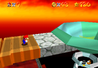 Mario goes to fight Bowser in Bowser in the Fire Sea