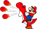 Artwork of Mario and Red Yoshi from Super Mario World.