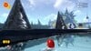 Mario swimming near Fur Step Island and looking up at the splotchy goop.