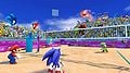 Mario, Sonic, Yoshi and Knuckles competing in Beach Volleyball.